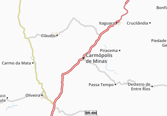 Kaart Plattegrond Carmópolis de Minas