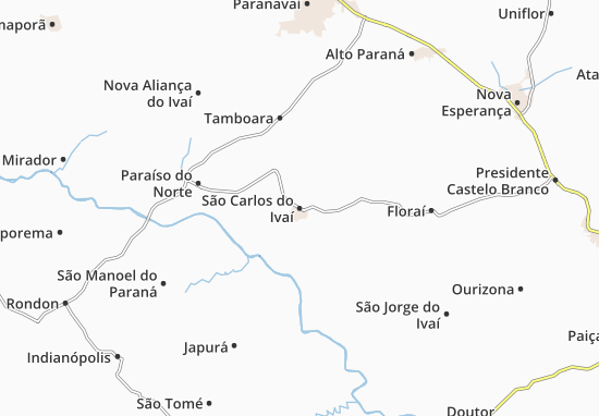 Karte Stadtplan São Carlos do Ivaí