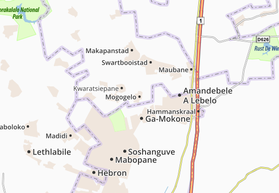 Karte Stadtplan Mogogelo