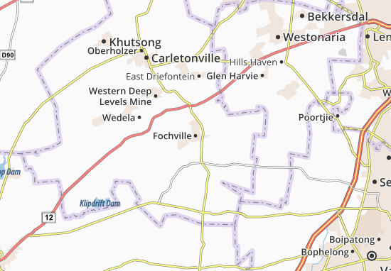 Karte Stadtplan Fochville