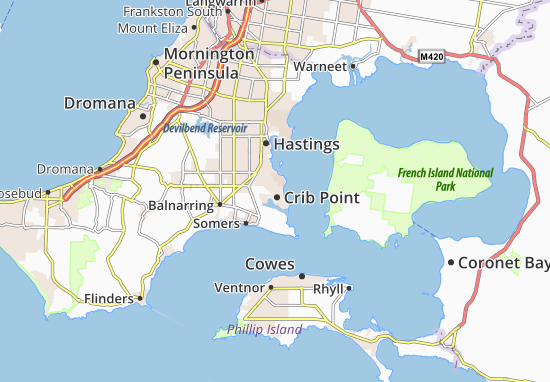 Karte Stadtplan Crib Point