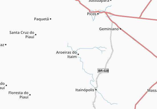 Karte Stadtplan Aroeiras do Itaim