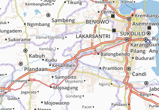 Kaart Plattegrond Mojokerto-Kodya