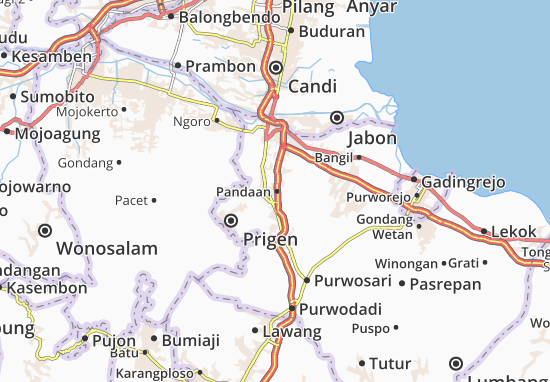 Karte Stadtplan Pandaan