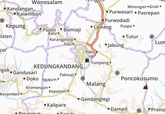 Karte Stadtplan Malang-Kodya