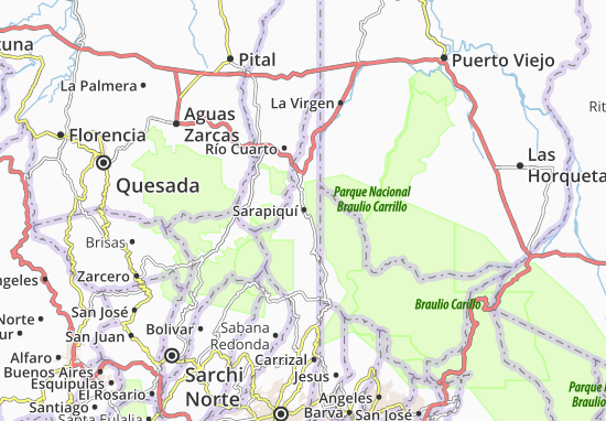 Karte Stadtplan Sarapiquí
