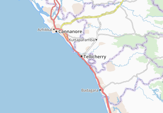 Kaart Plattegrond Tellicherry