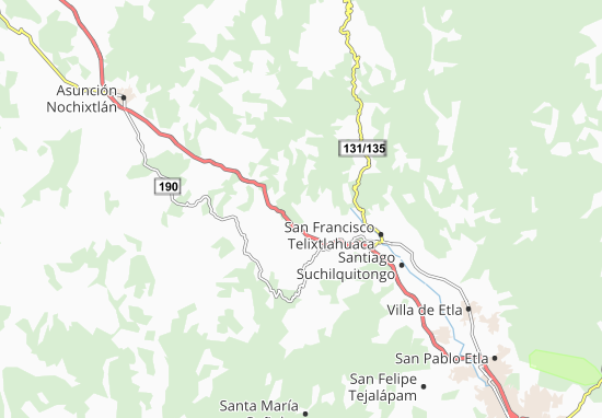 Karte Stadtplan Santiago Tenango