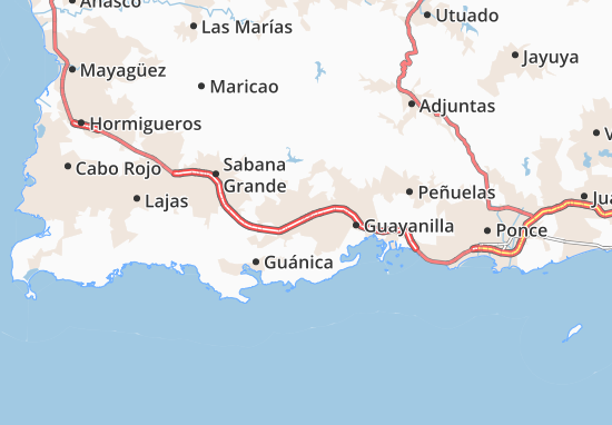 Karte Stadtplan Yauco