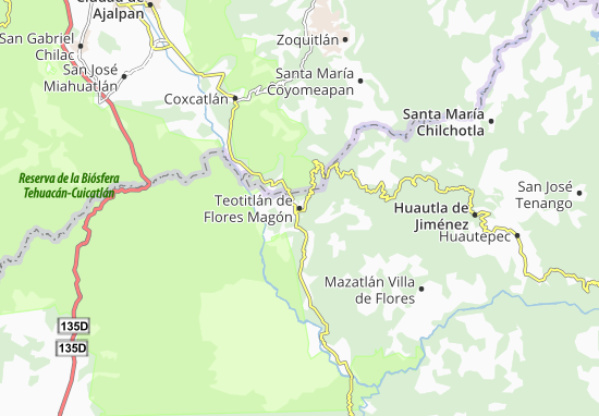 Karte Stadtplan Teotitlán de Flores Magón