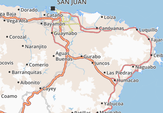 Karte Stadtplan Gurabo