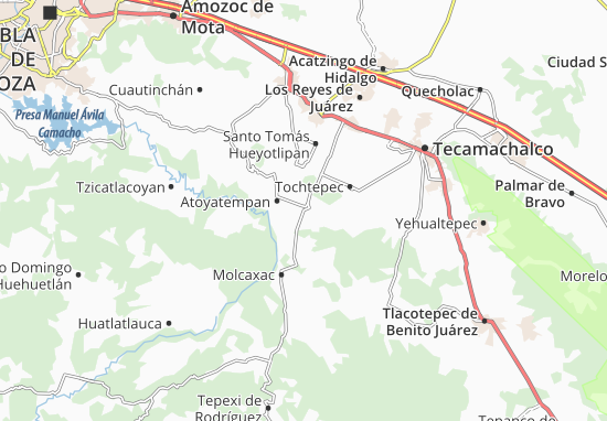 Karte Stadtplan Tepeyahualco de Cuauhtémoc
