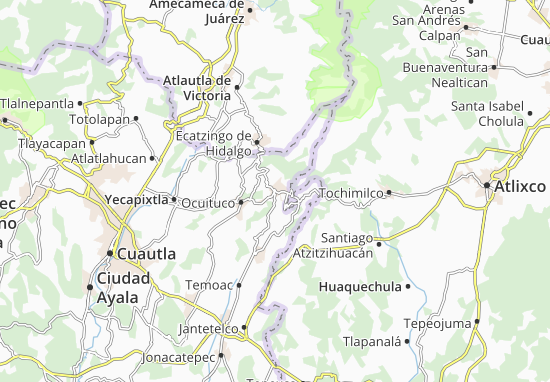 Kaart Plattegrond Tetela del Volcán