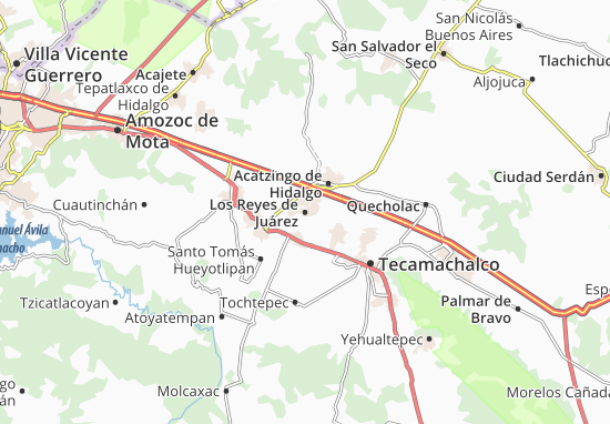 Karte Stadtplan Los Reyes de Juárez