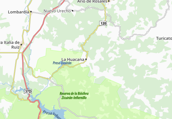 Karte Stadtplan La Huacana