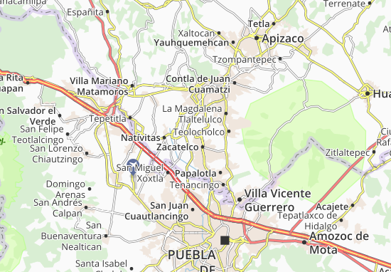 Karte Stadtplan San Juan Huactzinco