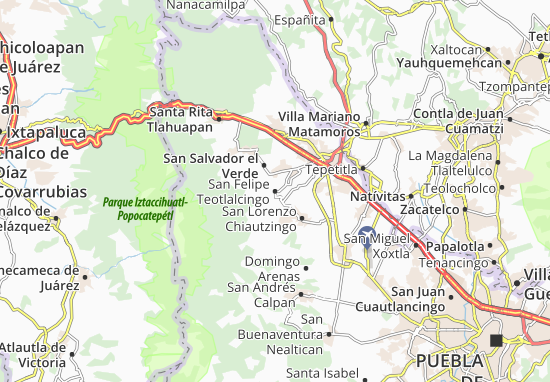 Karte Stadtplan San Felipe Teotlalcingo