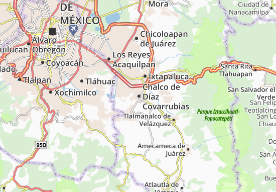 Karte Stadtplan Chalco de Díaz Covarrubias