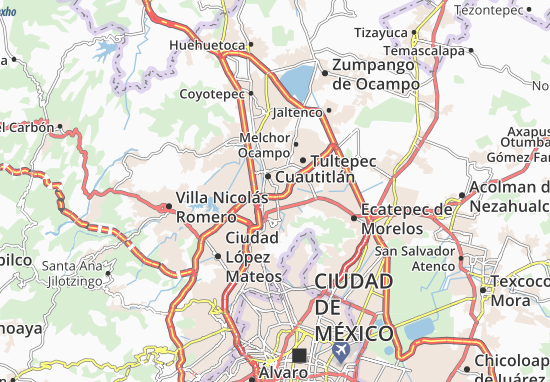 Kaart Plattegrond Tultitlán de Mariano Escobedo