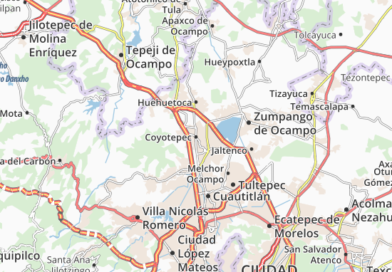Karte Stadtplan Coyotepec