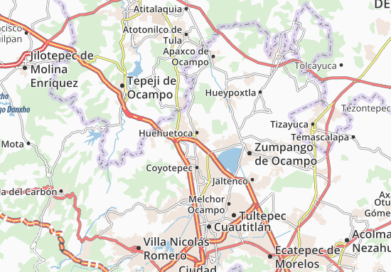 Karte Stadtplan Huehuetoca