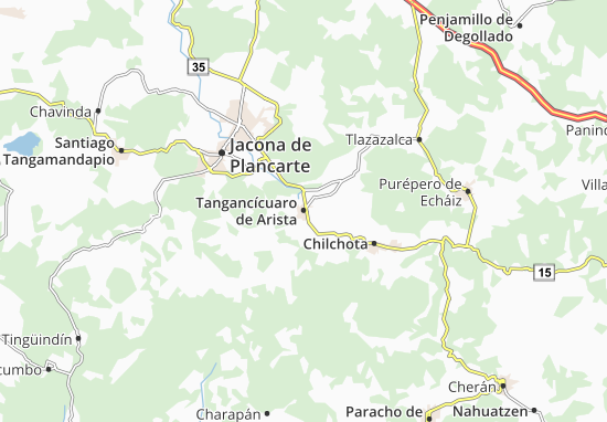 Kaart Plattegrond Tangancícuaro de Arista