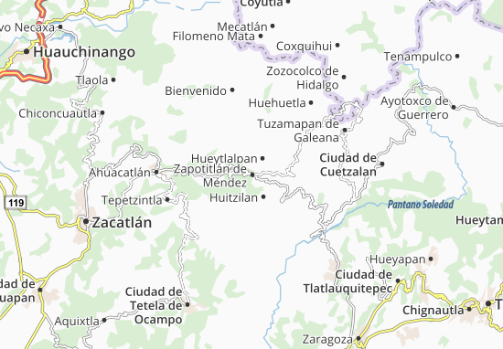 Mapa Zapotitlán de Méndez