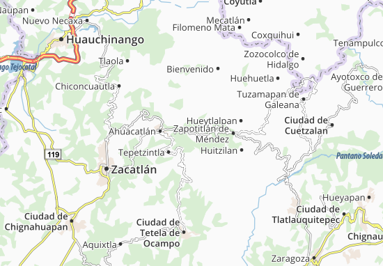 Karte Stadtplan Tepango de Rodríguez