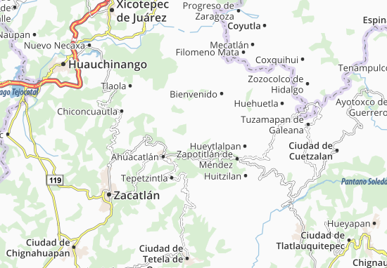 Karte Stadtplan Amixtlán