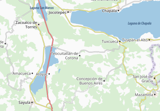 Karte Stadtplan Teocuitatlán de Corona