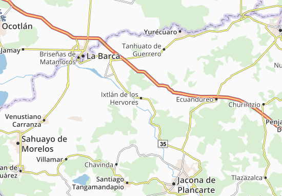 Karte Stadtplan Ixtlán de los Hervores