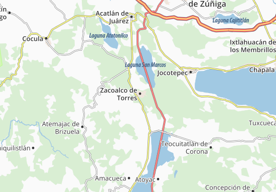 Karte Stadtplan Zacoalco de Torres