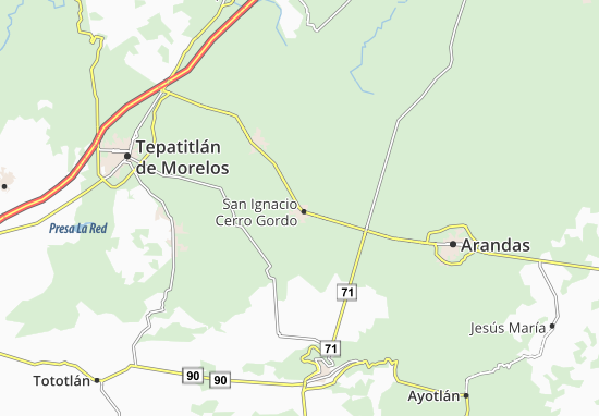 Kaart Plattegrond San Ignacio Cerro Gordo