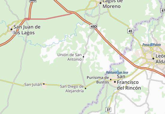 Kaart Plattegrond Unión de San Antonio