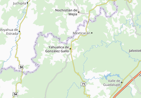 Kaart Plattegrond Yahualica de González Gallo