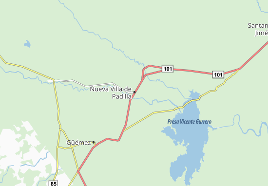 Kaart Plattegrond Nueva Villa de Padilla