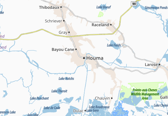 Karte Stadtplan Houma
