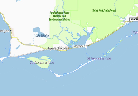 Kaart Plattegrond Apalachicola