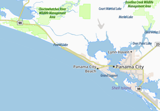 Karte Stadtplan Panama City Beach