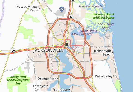 Kaart Plattegrond Jacksonville