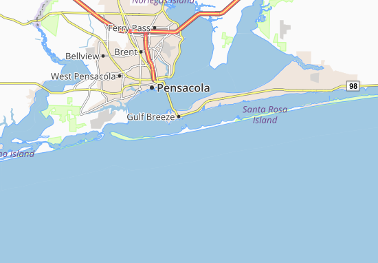 Mapa Pensacola Beach
