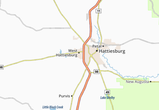 Mapa West Hattiesburg
