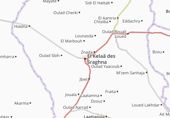 Karte Stadtplan El Kelaâ des Sraghna