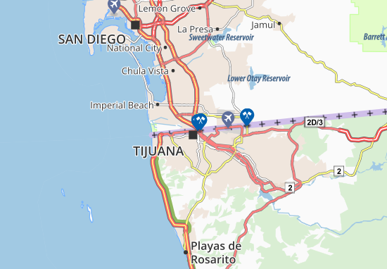 Map Of Tijuana Baja California Map of Tijuana   Michelin Tijuana map   ViaMichelin