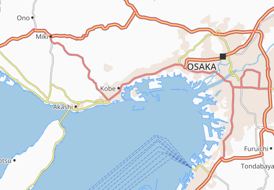 Mapa Kobe Osaka