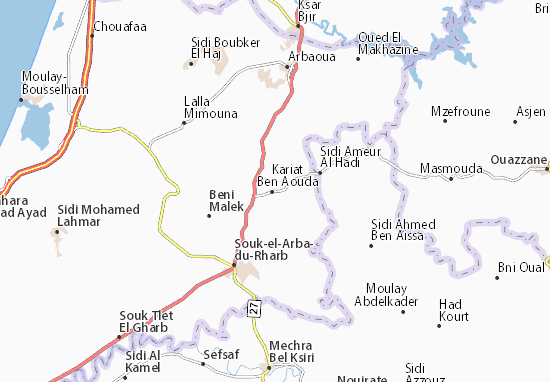 Karte Stadtplan Kariat Ben Aouda
