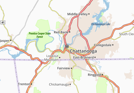 Karte Stadtplan Chattanooga