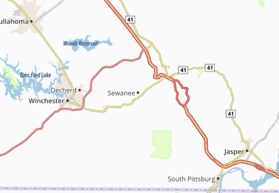 Mapa Sewanee