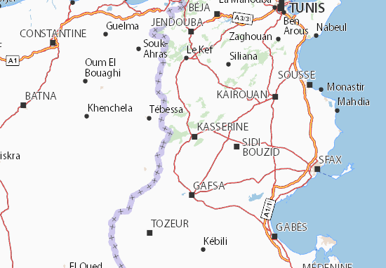 Mapa Kasserine