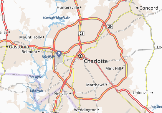 Google Map of the City of Charlotte, North Carolina, USA - Nations